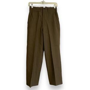 Vintage World War II Olive Drab Green Button Fly High Waist Wide Leg Pants 26x26